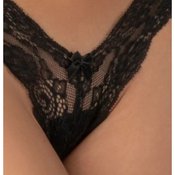 Milena by Paris Boxer Lace Γυναικείο Sexy Brazil Εσώρουχο 001588 Μαύρο
