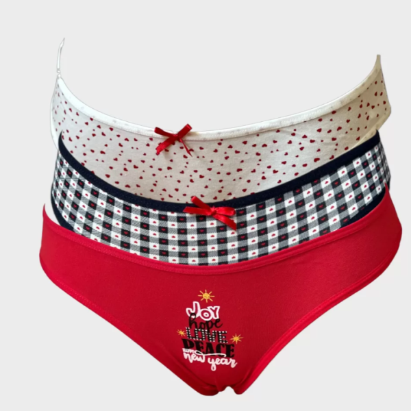 Miss Puddra Γυναικεία βαμβακερά εσώρουχα 3 τεμ με φανταστικά χριστουγεννιάτικα σχέδια 8201-1 Christmas Χριστουγεννιάτικο Δώρο σε Κουτάκι