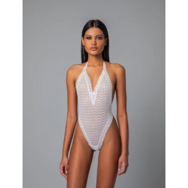  Milena by Paris Γυναικείο Λευκό Super Sexy Body String Στρίνγκ με Δαντέλα 002470