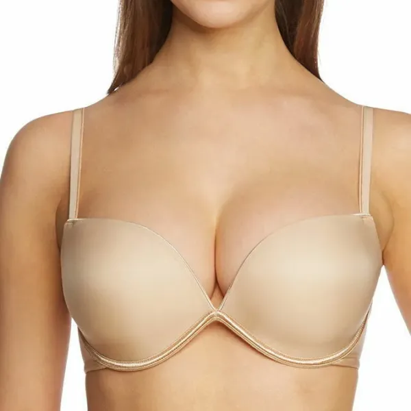 Wonderbra γυναικείο Double Push up Σουτιέν μπεζ με  Βαθύ ντεκολτέ Μπεζ W8144 A Cup Beige