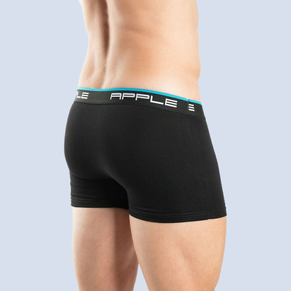 Apple Hipster Μποξεράκι Ανδρικό 2 Τεμάχια και για Μεγάλα Μεγέθη Μαύρο & Γκρί ανθρακί & χρώμα στο λογότυπο μπλέ  0112934 Lycra