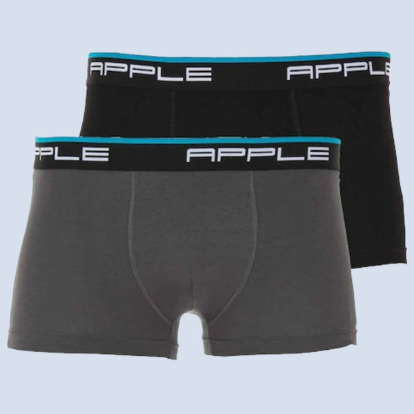 Apple Hipster Μποξεράκι Ανδρικό 2 Τεμάχια και για Μεγάλα Μεγέθη Μαύρο & Γκρί ανθρακί & χρώμα στο λογότυπο μπλέ  0112934 Lycra