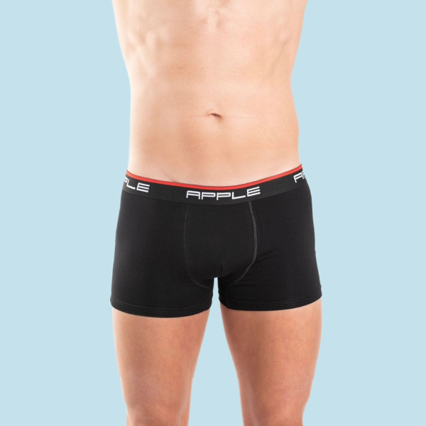 Apple Hipster Μποξεράκι Ανδρικό 2 Τεμάχια και για Μεγάλα Μεγέθη Μαύρο με χρώμα στο λογότυπο μπλέ - κόκκινο 0112934 Lycra