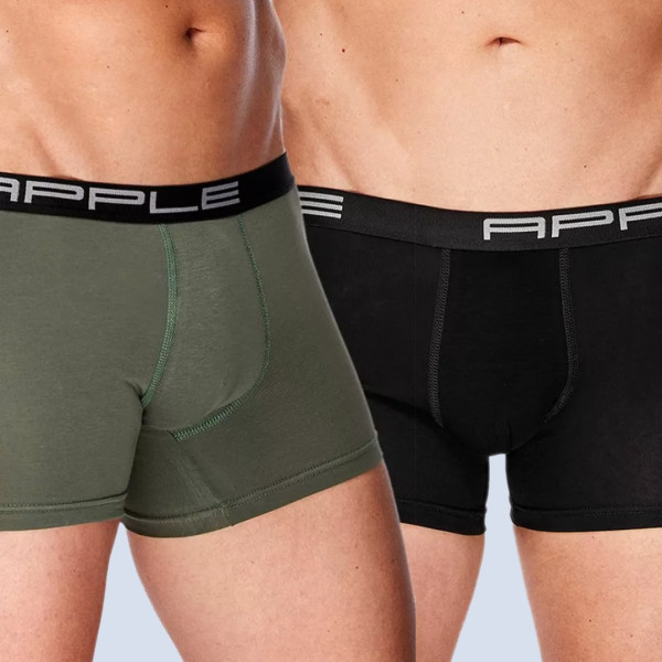 Apple Hipster Μποξεράκι Ανδρικό 2 Τεμάχια και για Μεγάλα Μεγέθη Μαύρο Χακί με μαύρο χρώμα στο λογότυπο 0112969