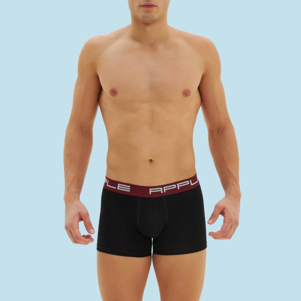 Apple Hipster Μποξεράκι Ανδρικό 3 Τεμάχια Μεγάλα Μεγέθη μαύρο  με χρώμα στο λογότυπο γκρί -μαύρο- μπορντώ 0114965