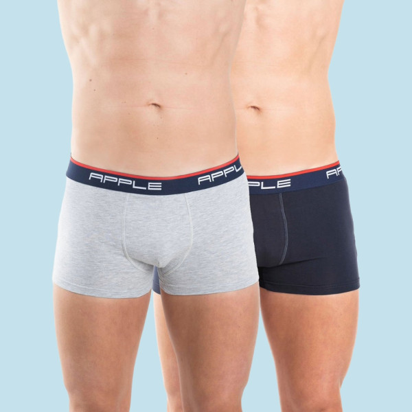 Apple Hipster Μποξεράκι Ανδρικό 2 Τεμάχια και για Μεγάλα Μεγέθη μπλέ γκρί  με χρώμα στο λογότυπο μπλέ - κόκκινο 0112934 Lycra