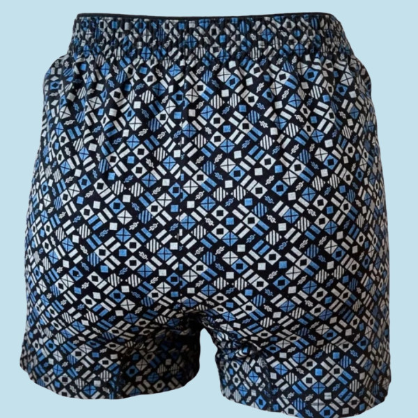 Baspinar Ανδρικό Βαμβακερό Κλασσικό Μποξεράκι  Φαρδιά γραμμή με άνετη εφαρμογή και κουμπί Μαύρο χρώμα με σχέδια 2105.1