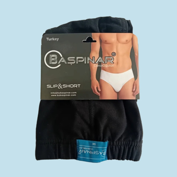 Baspinar Ανδρικό Βαμβακερό Kλασικό  Σλίπ με Λεπτό Λάστιχο  Μαύρο 2102