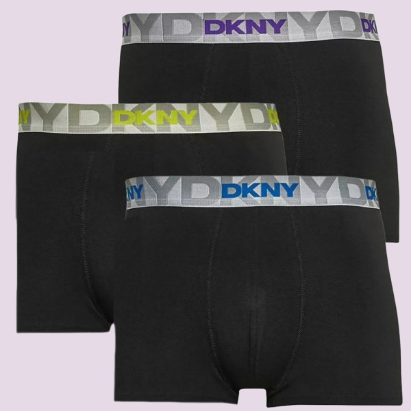 DKNY Ανδρικά Μποξεράκια με φαρδύ Λάστιχο Σετ 3Τεμ U5-61835 Μαύρα με διαφορετικά χρώματα στο λάστιχο