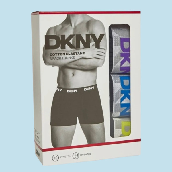 DKNY Ανδρικά Μποξεράκια με φαρδύ Λάστιχο Σετ 3Τεμ U5-61903 Μαύρα με διαφορετικά ασημί χρώματα στο λάστιχο