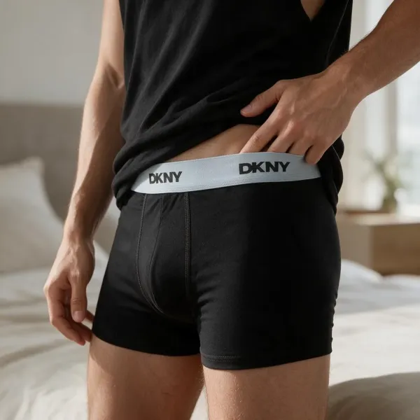 DKNY Ανδρικά Μποξεράκια με φαρδύ Λάστιχο Σετ 3Τεμ U5-61958 Μαύρα με διαφορετικά χρώματα στο λάστιχο μπέζ,γαλάζιο