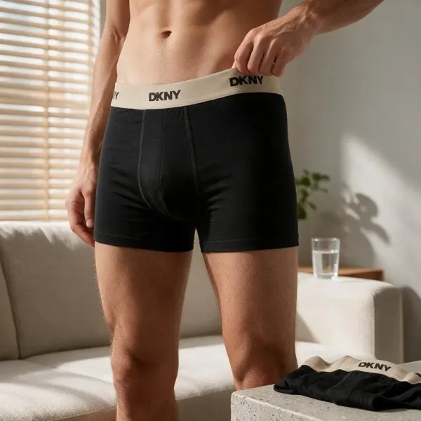 DKNY Ανδρικά Μποξεράκια με φαρδύ Λάστιχο Σετ 3Τεμ U5-61958 Μαύρα με διαφορετικά χρώματα στο λάστιχο μπέζ,γαλάζιο