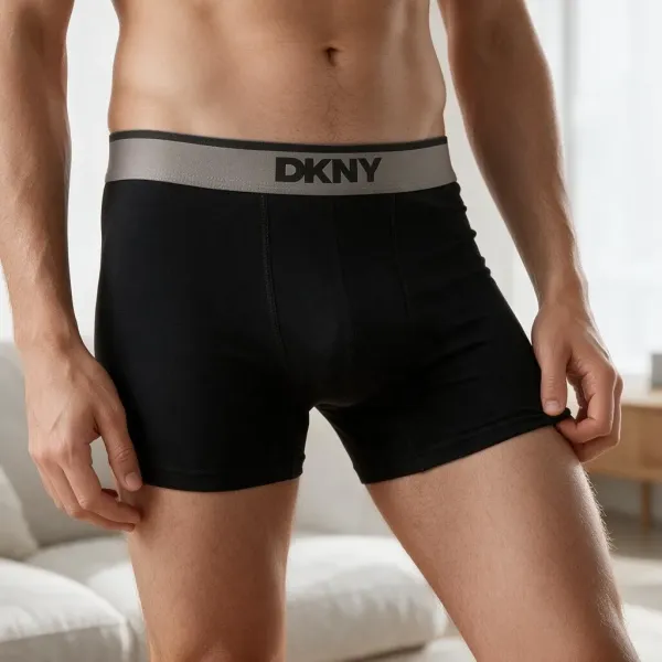 DKNY Ανδρικά Μποξεράκια με φαρδύ Λάστιχο Σετ 3Τεμ U5-61955 Μαύρα με διαφορετικά γηίνα χρώματα στο λάστιχο