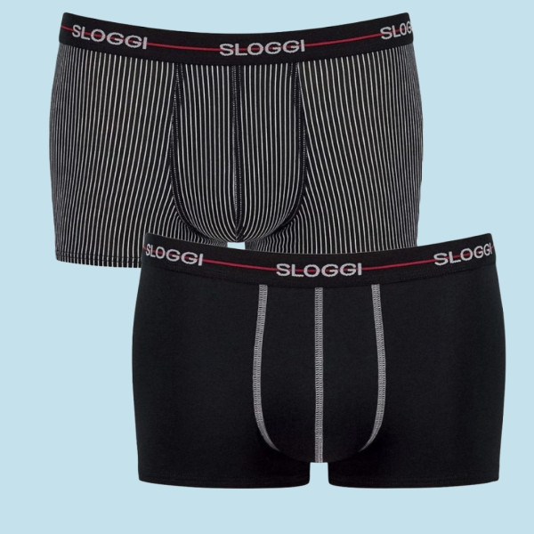Sloggi Start Hipster Ανδρικά Μπόξερ 2 τεμ μαύρο & μαύρο ρίγα  10206968-Μ006