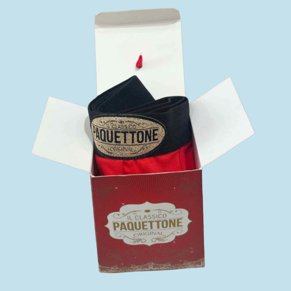 Admas Ανδρικό Μοντέρνο boxer μποξεράκι Κόκκινο με χρυσό logo Πανετόνε Paquettone ιδανικό δώρο για τους λάτρεις των Pannetone 46873-0