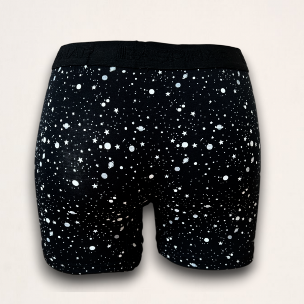 Baspinar Ανδρικό Βαμβακερό Μοντέρνο Μποξεράκι με σχέδια Αστέρια & Πλανήτες και φανταστική εφαρμογή Μαύρο 2101