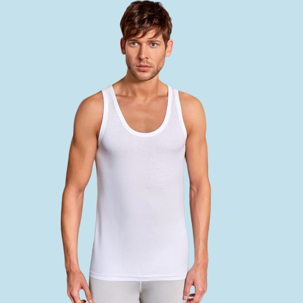 Berrak Βαμβακερή Ανδρική Φανέλα Λευκό 1020