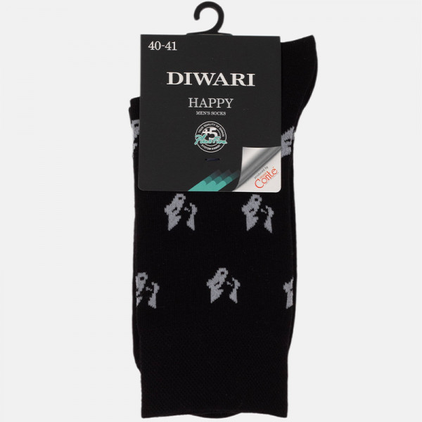 Diwari Happy Men's Socks Κάλτσα Βαμβακερή Ανδρική Μαύρο 17C-151C