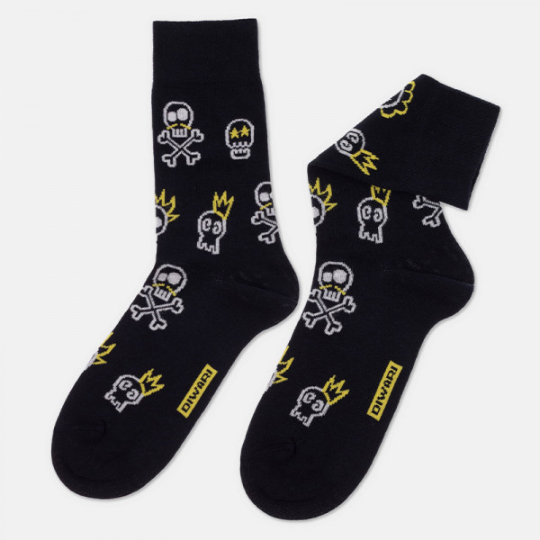 Diwari Happy Men's Socks Skull Κάλτσα Βαμβακερή Κρανίο Μπλέ Σκούρο 17C-151C
