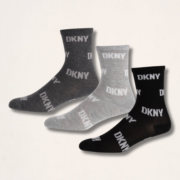 DKNY Γυναικείες Βαμβακερές Κάλτσες Ψηλές Σετ 3τεμ Γκρί-Μαύρο S4-0333 Νο 37-40