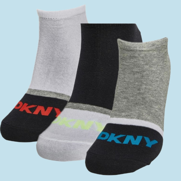 DKNY Αντρικές Κάλτσες Κοντές Πακέτο 3 τεμαχίων λευκό,μαύρο,γκρί με λογότυπο   S5-61542 Νο 40-45