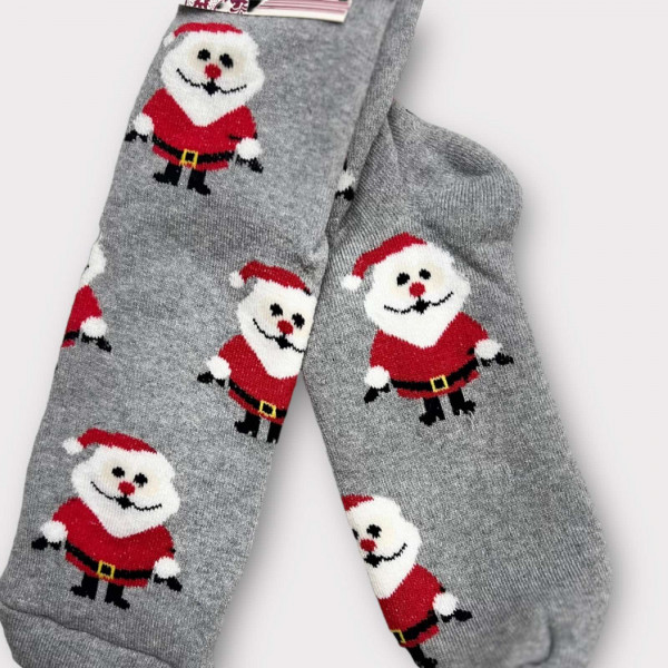 Happy New Year Socks Χριστουγεννιάτικo Δώρο Κάλτσες Άη Βασίλης Γκρί 2023