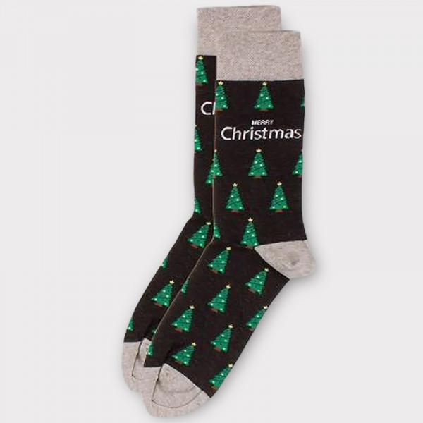 Soma Ανδρική Βαμβακερή Χριστουγεννιάτικη Κάλτσα Χριστουγεννιάτικο Δέντρο Μαύρη Νο 41-46