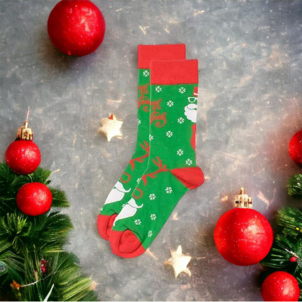 Soma Ανδρική Βαμβακερή Χριστουγεννιάτικη Κάλτσα Πράσινη Νο 41-46