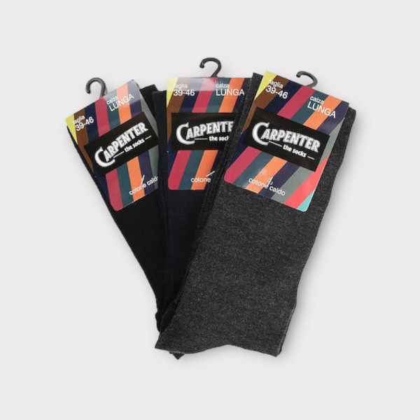 Carpenter The Men's Socks Ανδρικές Βαμβακερές Κάλτσες Οικονομική συσκευασία 3 τεμ Γκρί-Μαύρο-Μπλέ Α095 Νο39-46