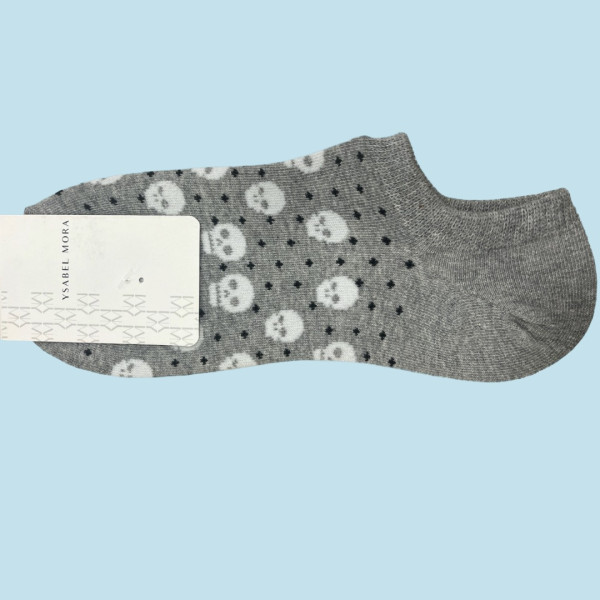 Ysabel Mora Ανδρικές βαμβακερές κάλτσες Invisible fashion γκρί νεκροκεφαλές 22183 41-46 Size