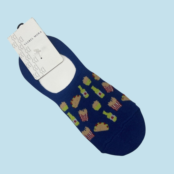 Ysabel Mora Ανδρικές βαμβακερές κάλτσες Ζουμπά fashion με σχέδιο Junk food blue μπλέ 22911 41-46 Size