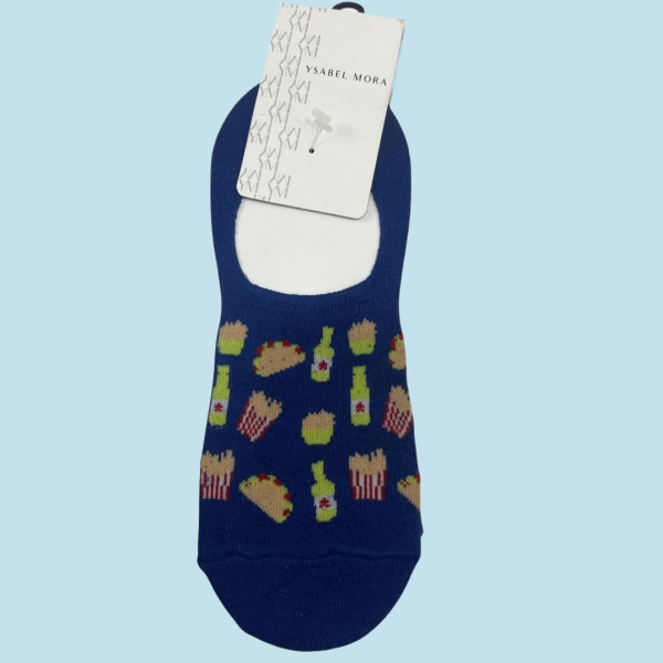 Ysabel Mora Ανδρικές βαμβακερές κάλτσες Ζουμπά fashion με σχέδιο Junk food blue μπλέ 22911 41-46 Size