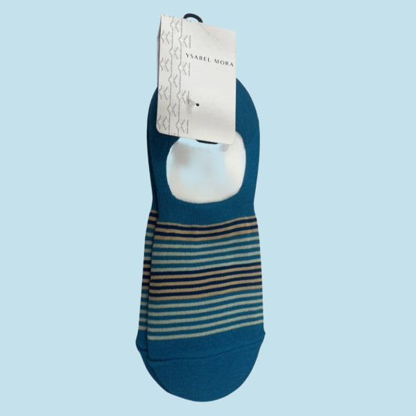 Ysabel Mora Ανδρικές βαμβακερές κάλτσες Invisible fashion Petrol ρίγα 22904 41-46 Size