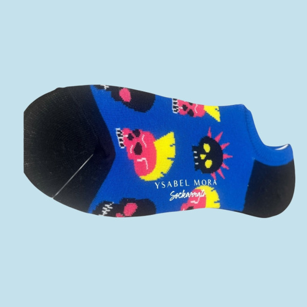 Ysabel Mora Ανδρικές βαμβακερές κάλτσες Invisible fashion με σχέδιο μπλέ Νεκροκεφαλή 22815 41-46 Size