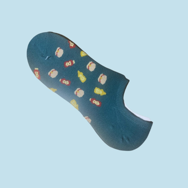 Ysabel Mora Ανδρικές βαμβακερές κάλτσες Invisible fashion Petrol Πετρόλ hamburger 22913 41-46 Size