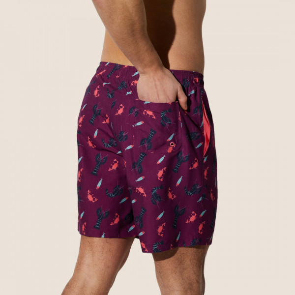Ysabel Mora Ανδρικό Μαγιό Μακρύ Σόρτς Μωβ με Αστακούς Καβούρια 90183 Men's Swimwear Summer Collection 2024