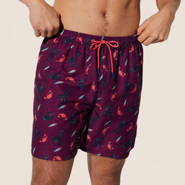 Ysabel Mora Ανδρικό Μαγιό Μακρύ Σόρτς Μωβ με Αστακούς Καβούρια 90183 Men's Swimwear Summer Collection 2024