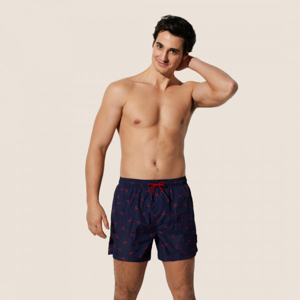 Ysabel Mora Ανδρικό Μαγιό Κοντό Σόρτς Μπλέ με Φανταστικό Σχέδιο Αστακός Κόκκινος Men's Swimwear Summer Collection 90210