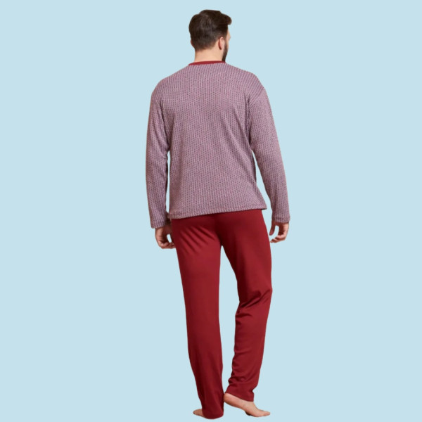 Jeannette Ανδρική Χειμερινή  Βαμβακερή Πιτζάμα Homewear V Ζακάρ Α5305 Γκρενά 