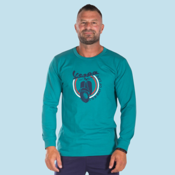 Nina Club Ανδρική βαμβακερή πιτζάμα fashion με σχέδιο Vespa πράσινη μπλούζα μπλέ παντελόνι NC26592