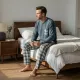 Caress Ανδρικό micromodal σετ πυτζάμας πετρόλ με καρό λεπτομέρειες στην τσέπη και παντελόνι με λάστιχο 2249 petrol