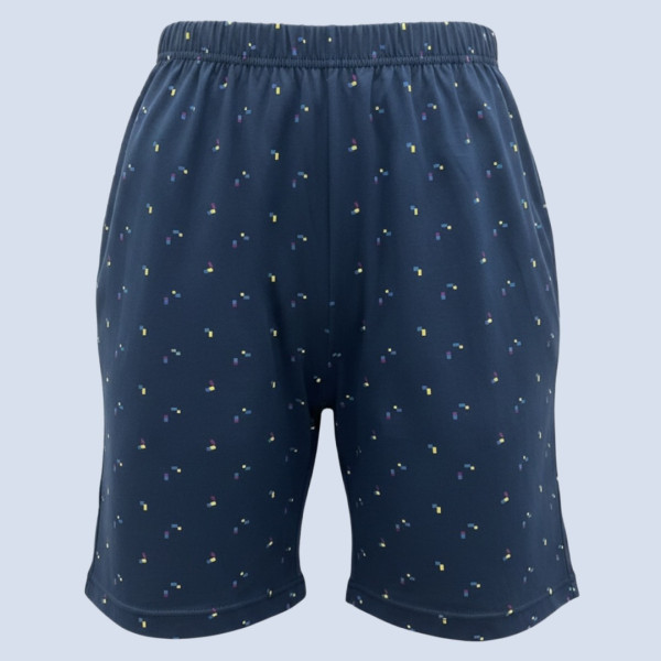 Q-bo ανδρική βαμβακερή πιτζάμα Σκούρο ροζ magenta μπλουζάκι με κουμπιά & σορτς μπλέ με σχέδια 1783.MG