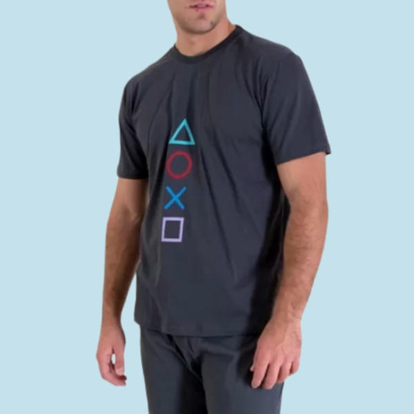 Happy Family Ανδρική Καλοκαιρινή Βαμβακερή Πιτζάμα με Σορτς Ανθρακί ΑΒ-ΚΗ557