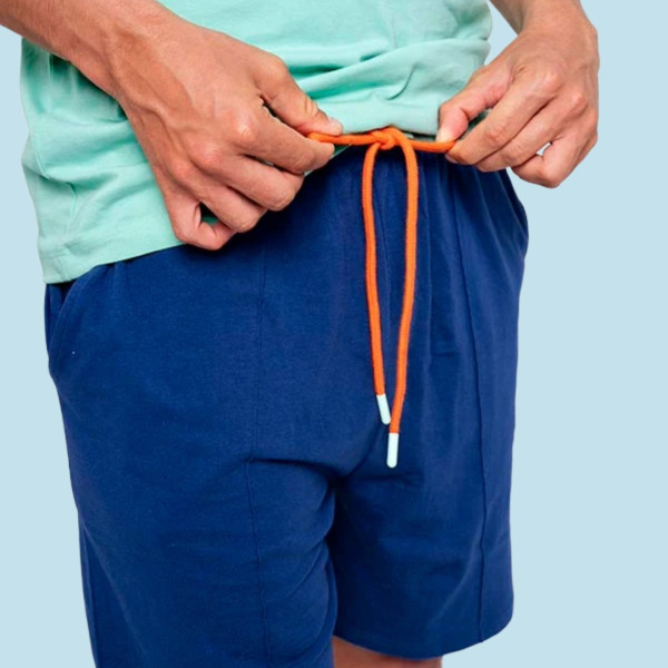 Muydemi ανδρική βαμβακερή πιτζάμα πράσινη μπλούζα με σχέδια & μπλέ σορτς 310033 blue