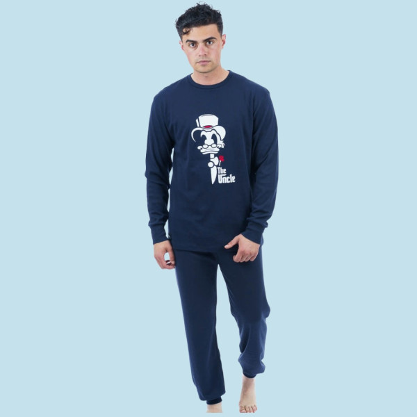 Sara Ανδρική βαμβακερή Χειμερινή μπλέ Πυτζάμα fashion the uncle Scrooge McDuck 1267 blue