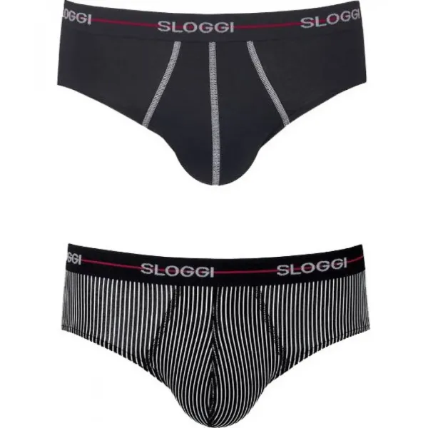 Sloggi Σλιπ Ανδρικό Βαμβακερό midi Σετ 2 τεμαχίων Γκρί & σκούρο γκρί 10206949 M006/R9