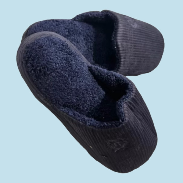 Ανδρικές Χειμερινές Κλασικές Μπλέ Παντόφλες Ριπ με γουνίτσα & αντιολισθητικό πάτο slippers-blue