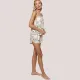Aruelle Γυναικείο Καλοκαιρινό Σετ Πυτζάμα Babydoll  τιραντάκι κ σορτς ιβουάρ με σχέδιο φύλλα SEONA