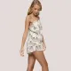 Aruelle Γυναικείο Καλοκαιρινό Σετ Πυτζάμα Babydoll  τιραντάκι κ σορτς ιβουάρ με σχέδιο φύλλα SEONA