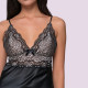 Milena by Paris Γυναικείο Σατέν Σετ Babydoll μαύρο με δαντέλα & σόρτς 004197 Black